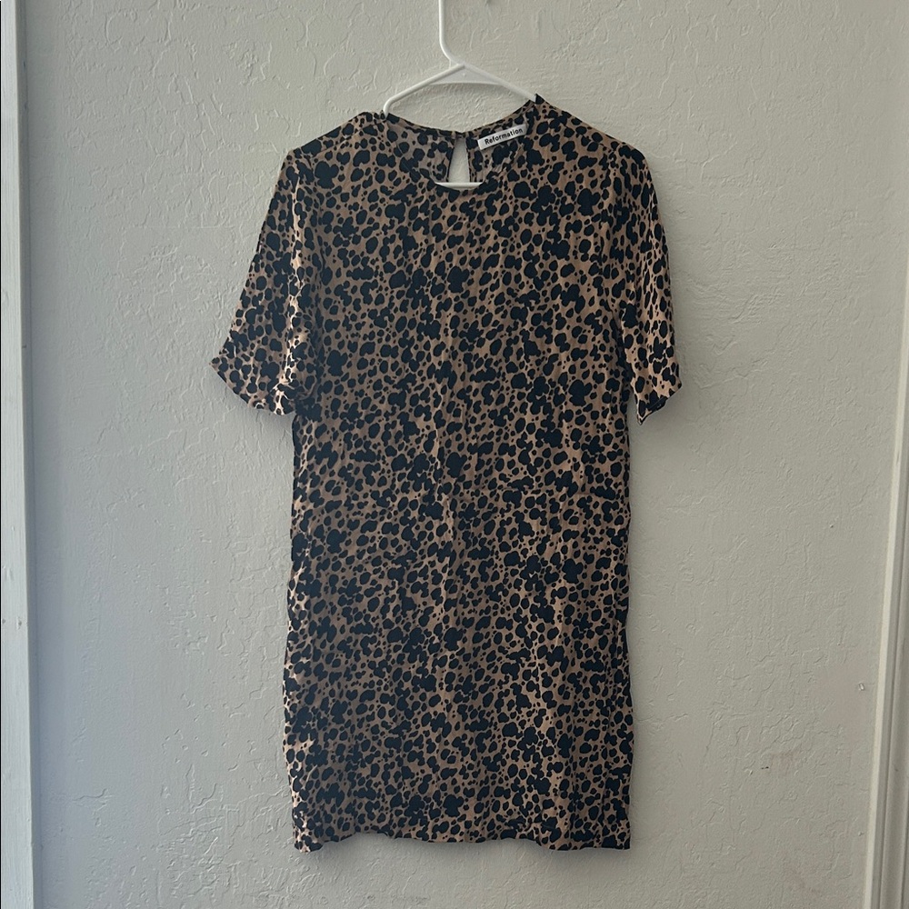 Reformation Black and Brown spotted mini dress